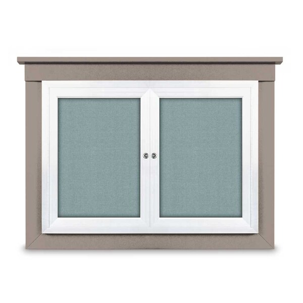 48"x36" 2-Door Enclosed Letterboard, Header, Black Felt/Cherry
